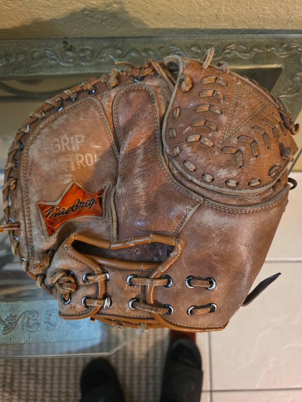 McGregor Brown Leather Baseball Glove with Orange Logo